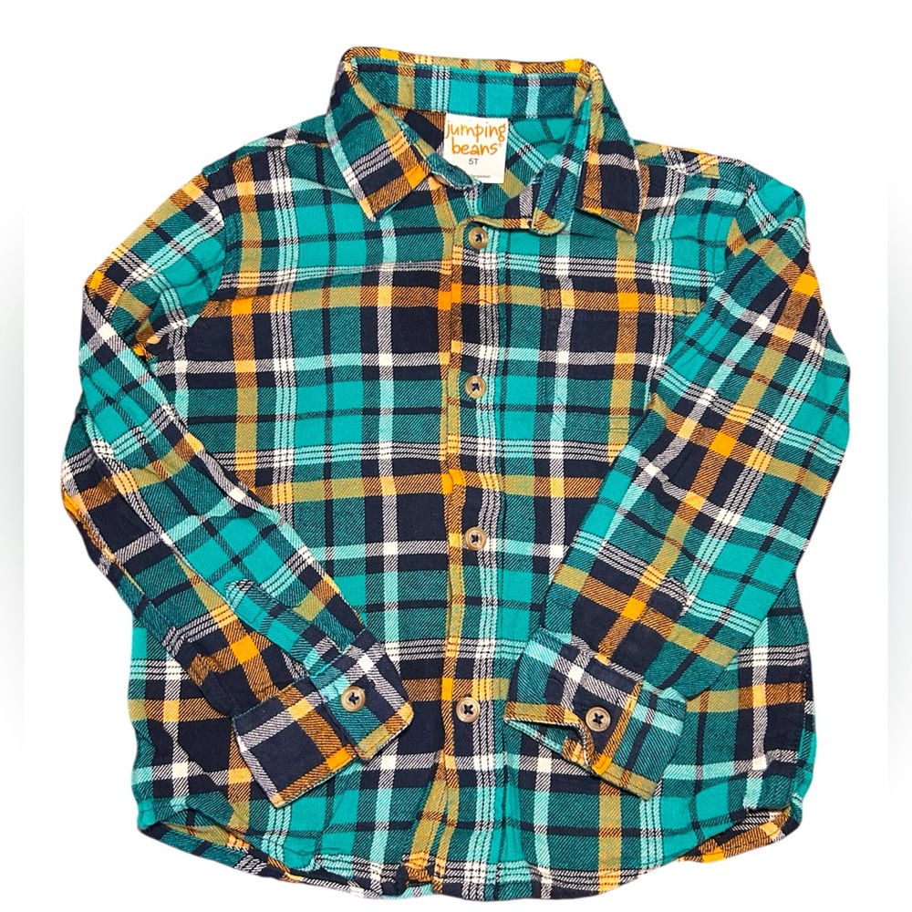 Jumping Beans Kids Plaid Shirt - Green and Yellow